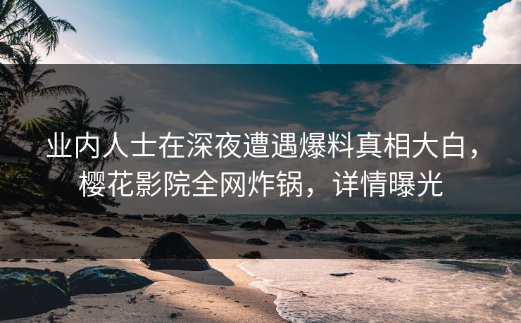 业内人士在深夜遭遇爆料真相大白，樱花影院全网炸锅，详情曝光