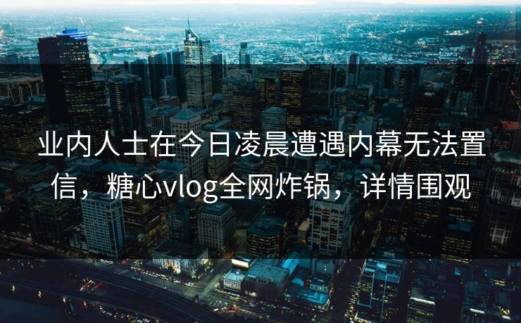 业内人士在今日凌晨遭遇内幕无法置信，糖心vlog全网炸锅，详情围观